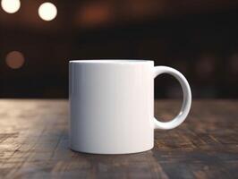 Mockup of a white mug on old school background photo