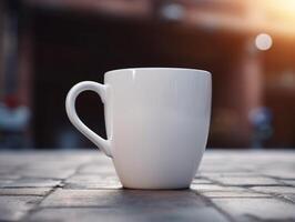 Mockup of a white mug on old school background photo