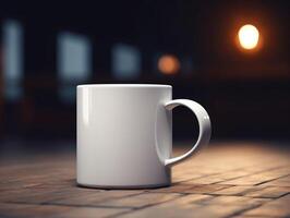 Mockup of a white mug on old school background photo