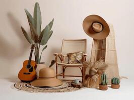 comercial minimalistic boho composition with copy space photo