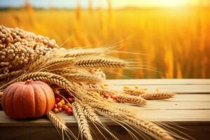 autumn composition with copy space AI Generative photo