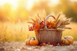 autumn composition with copy space AI Generative photo