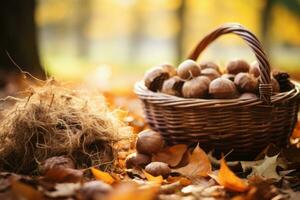 autumn composition with copy space AI Generative photo