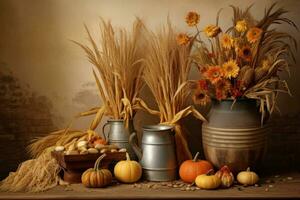 autumn composition with copy space AI Generative photo