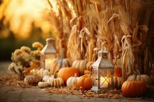 autumn composition with copy space AI Generative photo