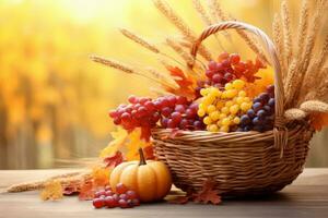 autumn composition with copy space AI Generative photo