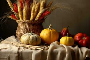 autumn composition with copy space AI Generative photo