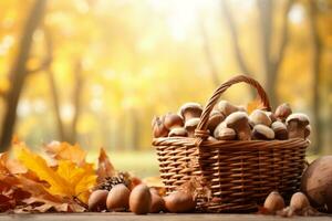 autumn composition with copy space AI Generative photo