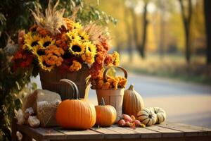 autumn composition with copy space AI Generative photo