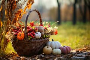 autumn composition with copy space AI Generative photo