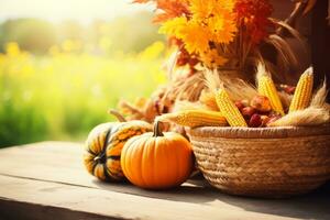 autumn composition with copy space AI Generative photo