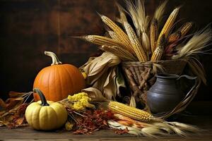 autumn composition with copy space AI Generative photo