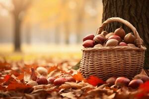 autumn composition with copy space AI Generative photo