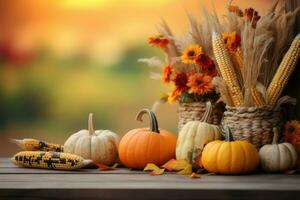 autumn composition with copy space AI Generative photo