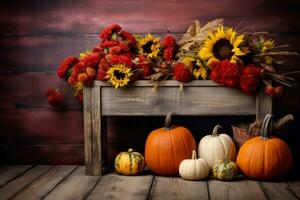 autumn composition with copy space AI Generative photo