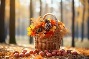 autumn composition with copy space AI Generative photo