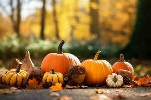autumn composition with copy space AI Generative photo