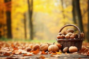 autumn composition with copy space AI Generative photo
