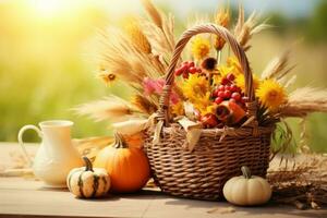 autumn composition with copy space AI Generative photo