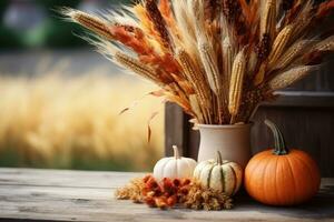 autumn composition with copy space AI Generative photo