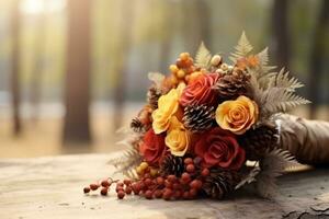 autumn composition with copy space AI Generative photo