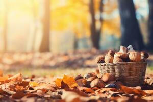 autumn composition with copy space AI Generative photo