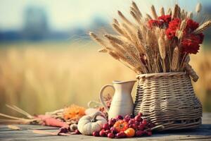 autumn composition with copy space AI Generative photo