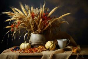 autumn composition with copy space AI Generative photo