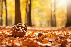 autumn composition with copy space AI Generative photo