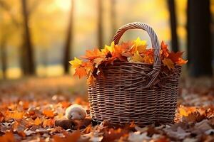 autumn composition with copy space AI Generative photo