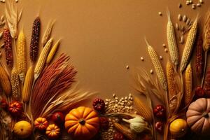 autumn composition with copy space AI Generative photo
