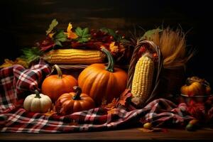 autumn composition with copy space AI Generative photo