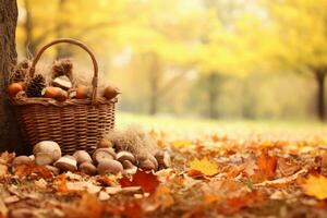autumn composition with copy space AI Generative photo