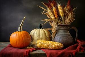 autumn composition with copy space AI Generative photo