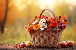 autumn composition with copy space AI Generative photo