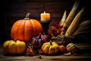 autumn composition with copy space AI Generative photo