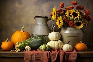 autumn composition with copy space AI Generative photo