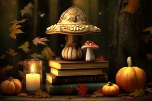 autumn composition with copy space AI Generative photo