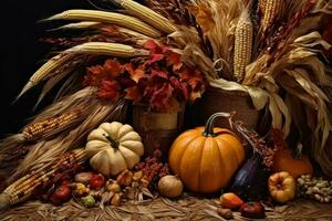 autumn composition with copy space AI Generative photo