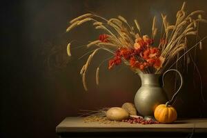autumn composition with copy space AI Generative photo