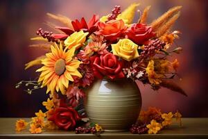 autumn composition with copy space AI Generative photo