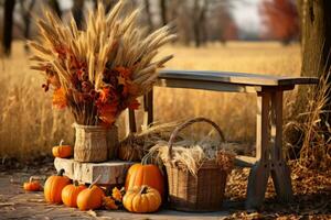 autumn composition with copy space AI Generative photo