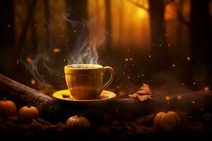 autumn composition with copy space AI Generative photo