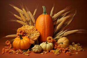 autumn composition with copy space AI Generative photo