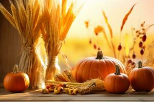 autumn composition with copy space AI Generative photo