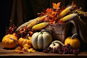 autumn composition with copy space AI Generative photo