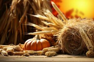 autumn composition with copy space AI Generative photo
