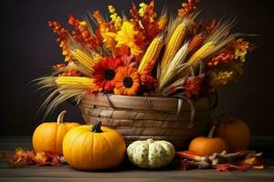 autumn composition with copy space AI Generative photo