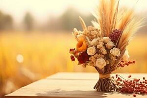 autumn composition with copy space AI Generative photo