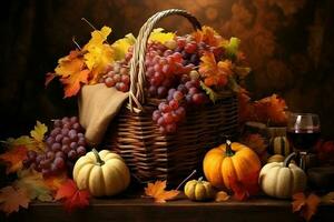 autumn composition with copy space AI Generative photo